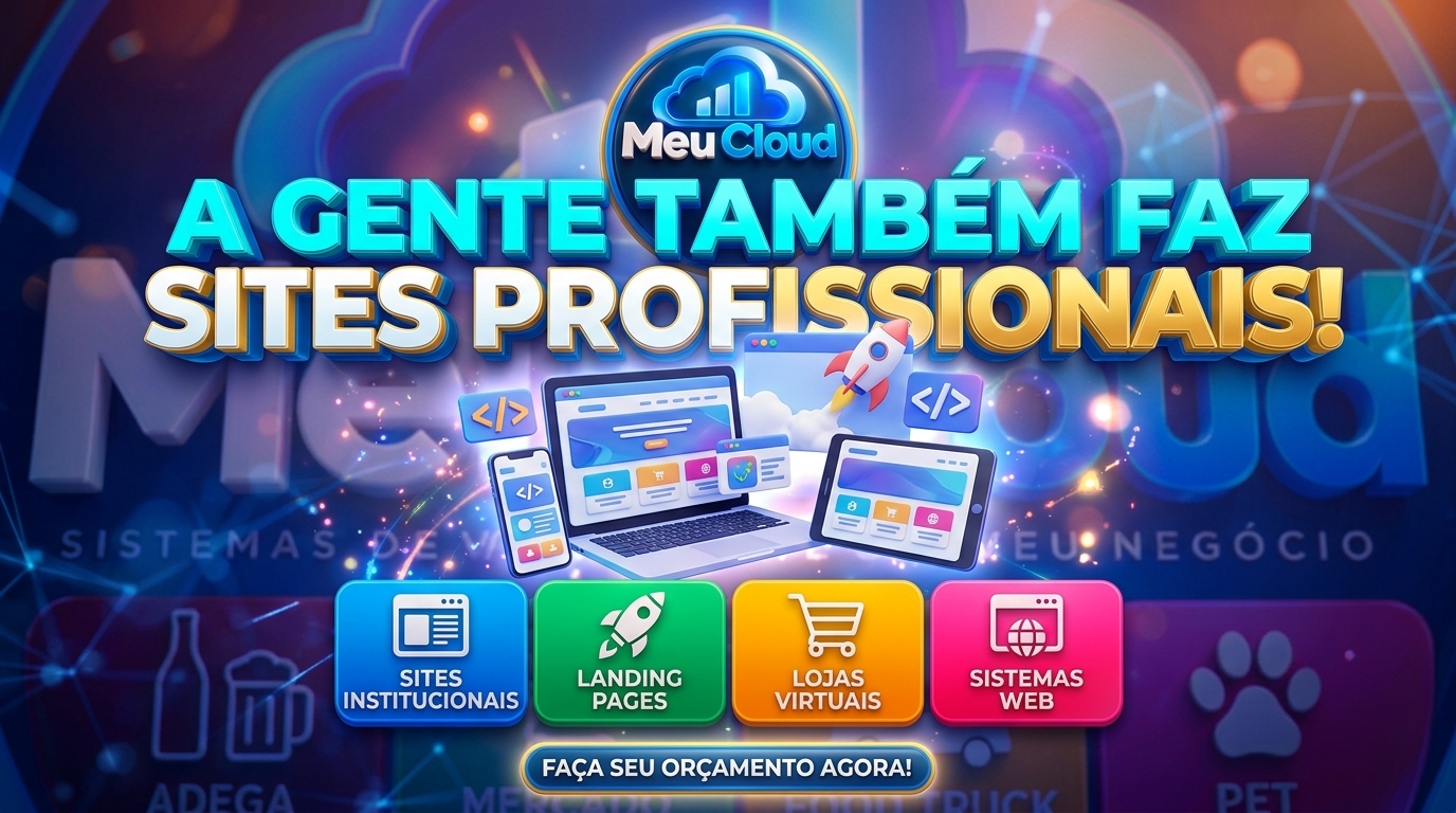 Arte da Meu Cloud sobre criação de sites profissionais